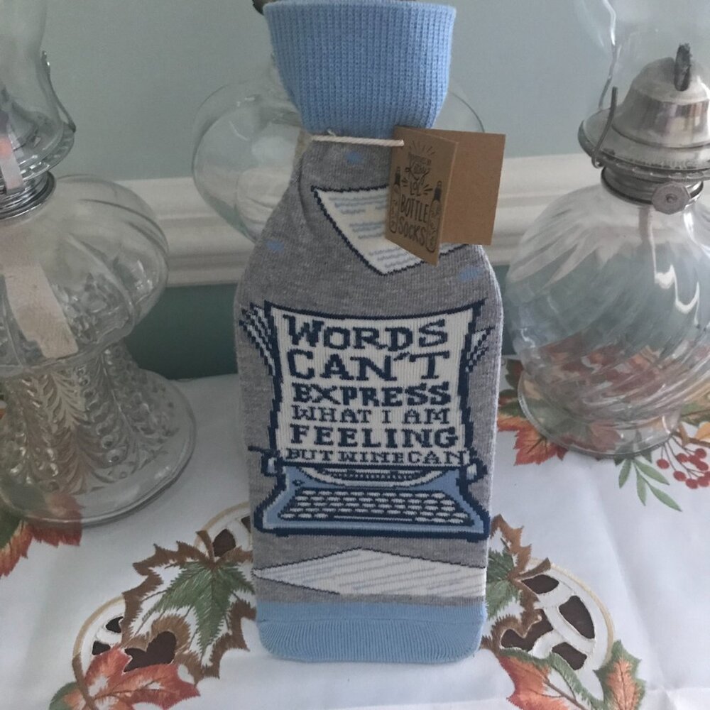Primitives by Kathy Bottle Sock "Words Can't Express..." NEW with tag